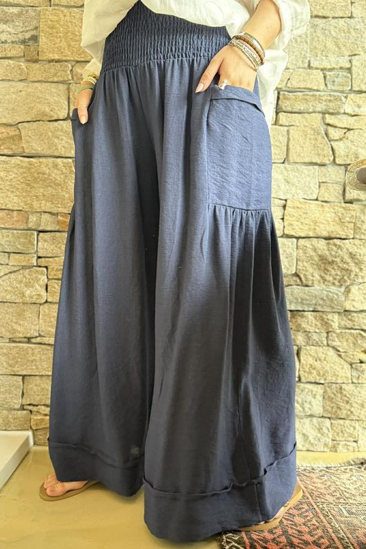 Basso Shirring Sailor Pant Navy